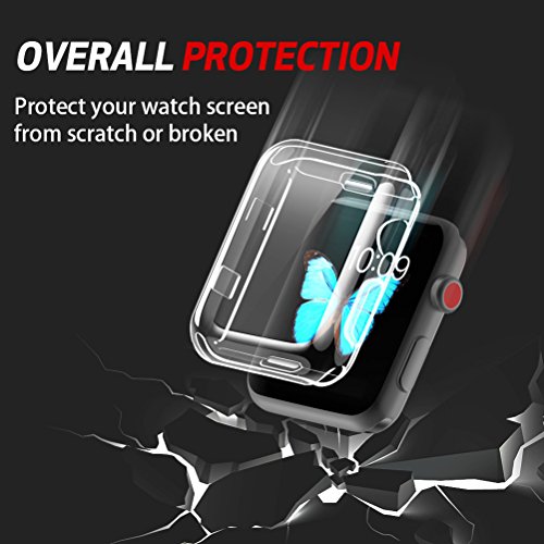 UEETEK 38 mm Clear Watch cubierta protectora suave PU Protector Bumper Case Cap para iWatch 2 / iWatch 3