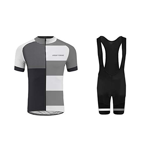 Uglyfrog Ropa Ciclismo MTB Racing Team Verano para Hombre - Un Conjunto de Ciclismo Camiseta Carta Jersey Maillot y Culotte Bib Pantalones Cortos FAX19DT02