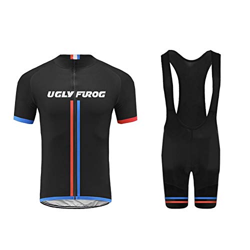 Uglyfrog Ropa Conjunto Traje Equipacion Ciclismo Hombre Verano con 20D Acolchado De Gel, Maillot Ciclismo + Pantalon/Culote Bicicleta para MTB Ciclista Bici DTML03