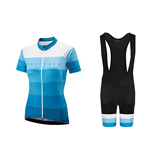 Uglyfrog Sets Ropa de Ciclismo, Maillot de Manga Corta y Culotte Corto para Mujer, Conjunto Ropa para Bicicleta Transpirable DTWL01