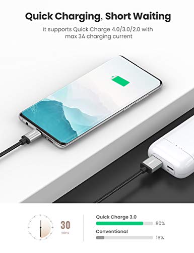 UGREEN Cable USB C, Cable USB Tipo C a USB A 2.0 Nylon Trenzado Carga Rápida para Móvil USB Type C Samsung S10 S9 A50, Xiaomi Xiaomi Redmi Note 7 Redmi Note 8 Mi 9 Mi A3 Mi A2, BQ Aquaris X, 2 Metros