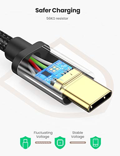 UGREEN Cable USB C, Cable USB Tipo C a USB A 2.0 Nylon Trenzado Carga Rápida para Móvil USB Type C Samsung S10 S9 A50, Xiaomi Xiaomi Redmi Note 7 Redmi Note 8 Mi 9 Mi A3 Mi A2, BQ Aquaris X, 2 Metros