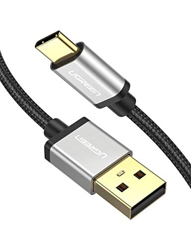 UGREEN Cable USB C, Cable USB Tipo C a USB A 2.0 Nylon Trenzado Carga Rápida para Móvil USB Type C Samsung S10 S9 A50, Xiaomi Xiaomi Redmi Note 7 Redmi Note 8 Mi 9 Mi A3 Mi A2, BQ Aquaris X, 2 Metros