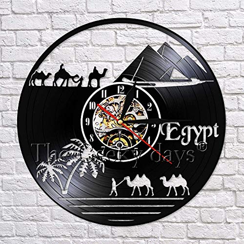 UIOLK Camello Egipcio Montar en el Desierto Viaje Arte de la Pared decoración Disco de Vinilo Reloj de Pared diseño Escena descripción decoración de la Pared
