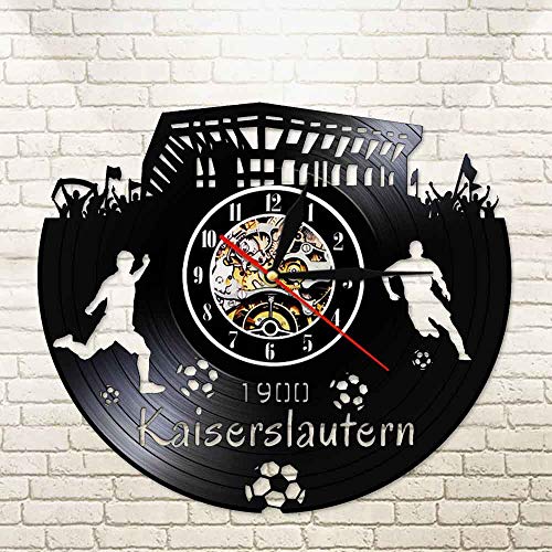 UIOLK Reloj de Pared Alemania Cityscape Travel Reloj de Pared de Vinilo Negro Regalo de fanático del fútbol