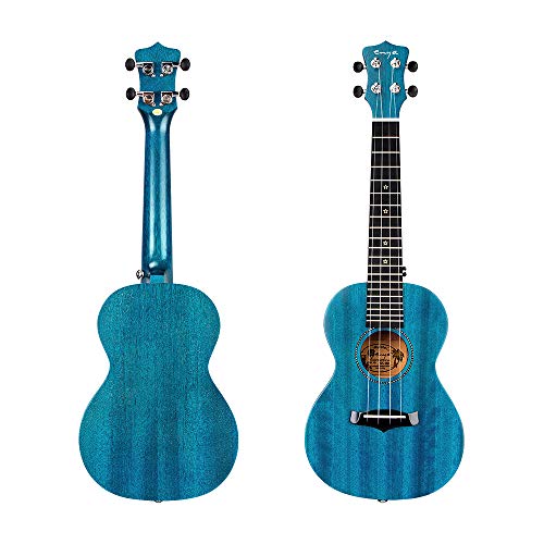 Ukelele Concierto Enya EUC-25D BU 23 pulgadas Azul la Parte Superior de Caoba Sólida con Bolsa de Ukeleles Correa Afinador Cuerdas Cejilla Paño Limpio