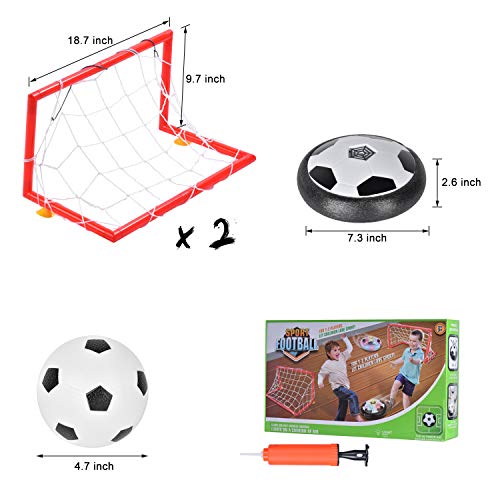 Ulikey Air Power Soccer, Juego de Balón de Fútbol para Niños, , Hover Ball Goal Set Juguetes al Aire Libre con 2 Puertas Luces LED y Música Hover Fútbol para Niños Niñas