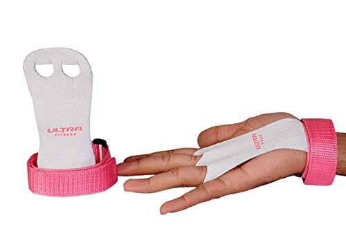 ULTRA FITNESS Children's Hand Pads for Children, Gymnastics, a Pair of Leather Gloves for Chin-ups, Crossfit, Boxing, Gym, Strength Training, Color Pink, Medium