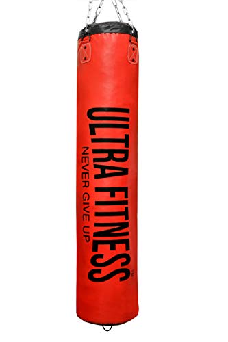 Ultra Fitness - Saco de boxeo relleno con cadena para colgar, ideal para cardio, fitness y entrenamiento de artes marciales mixtas, tamaño 150 cm