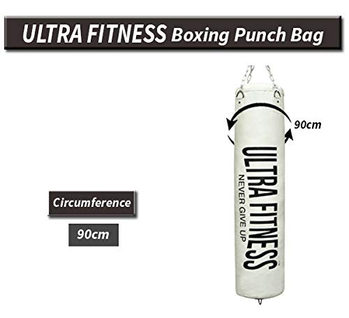 Ultra Fitness - Saco de boxeo relleno con cadena para colgar, ideal para cardio, fitness y entrenamiento de artes marciales mixtas, tamaño 150 cm