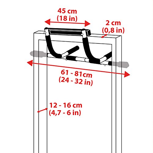 Ultrasport Barra de dominadas, barra fija para puerta, aparato multifunción para entrenar el tren superior en casa y en la oficina, pull up bar, flexiones, para diversos ejercicios