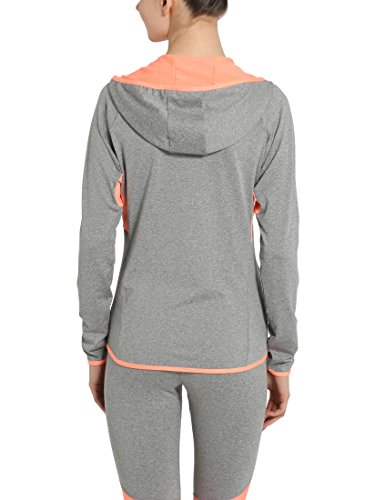 Ultrasport Fitness/Sport Sudadera con Capucha, Mujer, Gris/Coral, M