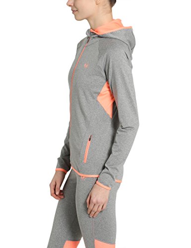 Ultrasport Fitness/Sport Sudadera con Capucha, Mujer, Gris/Coral, M