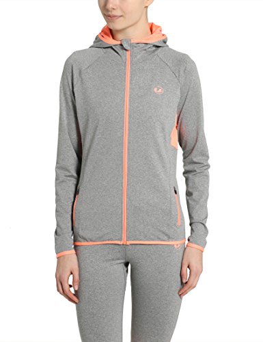 Ultrasport Fitness/Sport Sudadera con Capucha, Mujer, Gris/Coral, M