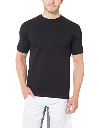 Ultrasport Maglia Sportiva per il Tempo Libero con Girocollo da 5 pezzi Camiseta de Manga Corta, Cuello Redondo, Lote de 5, Hombre, Negro, S