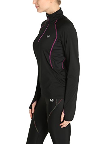 Ultrasport Midlayer Salia Camiseta de Manga Larga, Mujer, Negro, M