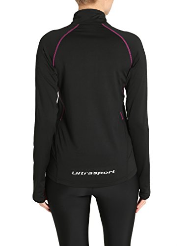 Ultrasport Midlayer Salia Camiseta de Manga Larga, Mujer, Negro, M