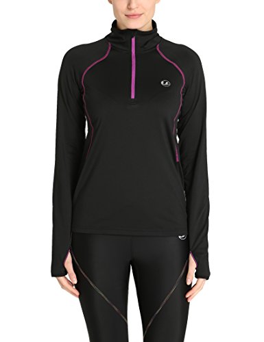 Ultrasport Midlayer Salia Camiseta de Manga Larga, Mujer, Negro, M