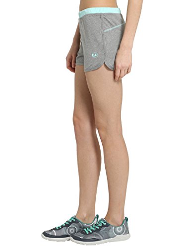 Ultrasport - Pantalones Cortos de Fitness para Mujer, Gris/Agua, Talla M