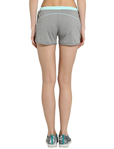 Ultrasport - Pantalones Cortos de Fitness para Mujer, Gris/Agua, Talla M