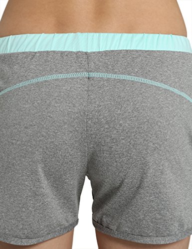 Ultrasport - Pantalones Cortos de Fitness para Mujer, Gris/Agua, Talla M