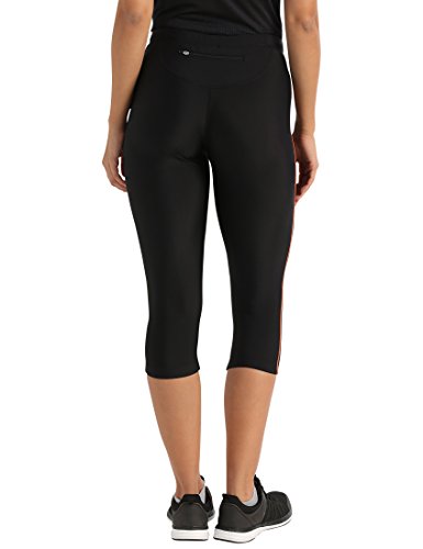 Ultrasport, Pantalones deportivos 3/4 para Mujer, Negro/Naranja, XS