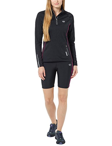 Ultrasport Quick Dry Pantalones Cortos de Correr, Mujer, Negro/Rosa Neón, L