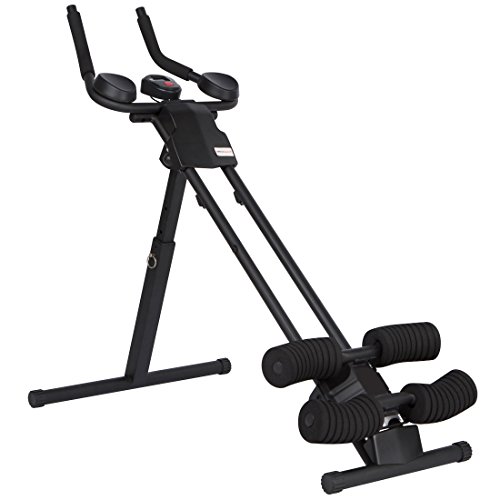 Ultrasport Ultra 150 Power AB Trainer Aparato de Abdominales, Gimnasia con Apoyo para Rodillas, máquina Plegable con Consola, Ajustable en 4 Posiciones, Unisex, Negro