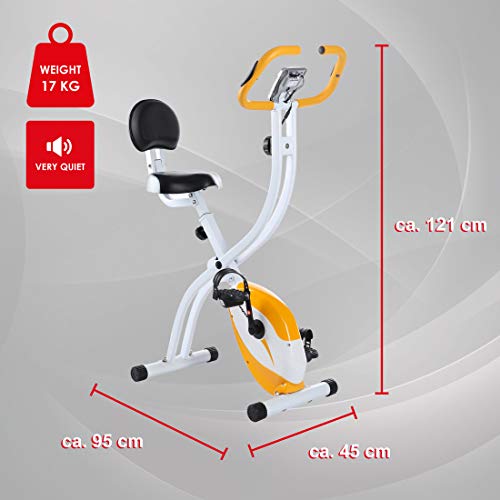 Ultrasport Unisex F-Bike, pantalla LCD, entrenador casero plegable, niveles de resistencia ajustables, con sensores de pulso de mano, entrenador de bicicleta plegable, para atletas y mayores