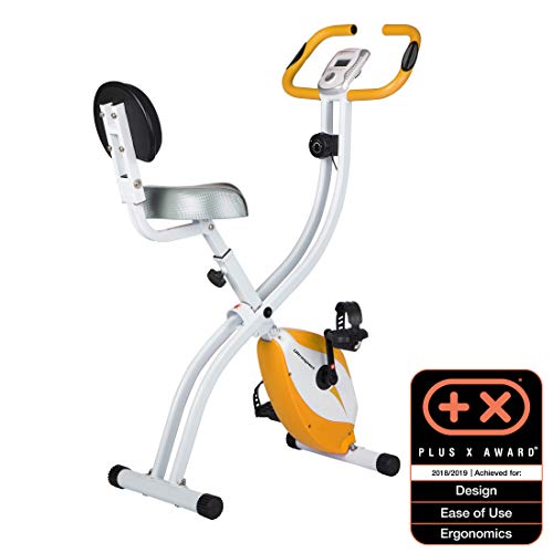 Ultrasport Unisex F-Bike, pantalla LCD, entrenador casero plegable, niveles de resistencia ajustables, con sensores de pulso de mano, entrenador de bicicleta plegable, para atletas y mayores