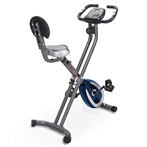 Ultrasport Unisex F-Bike, pantalla LCD, entrenador casero plegable, niveles de resistencia ajustables, con sensores de pulso de mano, entrenador de bicicleta plegable, para atletas y mayores