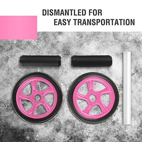 Ultrasport Wheel, Roller, AB Abdominal Aparato de Entrenamiento y Ayuda para Bajar de Peso, con Rueda Doble y Superficie de Apoyo para Las Rodillas, Unisex Adulto, Rosa, OS