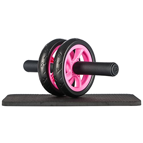 Ultrasport Wheel, Roller, AB Abdominal Aparato de Entrenamiento y Ayuda para Bajar de Peso, con Rueda Doble y Superficie de Apoyo para Las Rodillas, Unisex Adulto, Rosa, OS