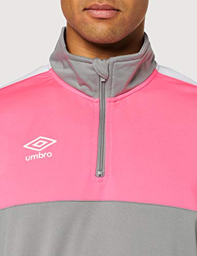 UMBRO Covadonga Training Sweat Sudadera De Entrenamiento, Hombre, Gris y Fucsia, XL