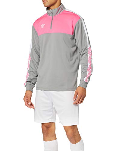 UMBRO Covadonga Training Sweat Sudadera De Entrenamiento, Hombre, Gris y Fucsia, XL