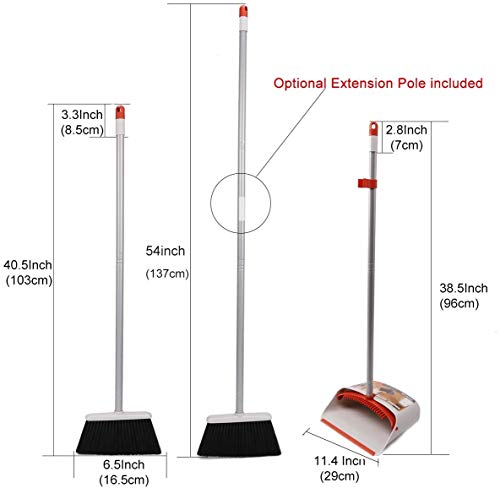 Umi. by Amazon Escoba y recogedor, recogedor de Polvo y Escoba/recogedor Vertical de pie con Escoba de Mango Largo para Barrer el Piso del vestíbulo Interior