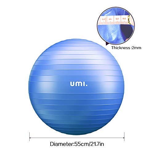 UMI. by Amazon -Pelota de Ejercicio Gym Ball para Fitness, Yoga, Pilates, Embarazo y Sentarse, Talla M (48-55cm)