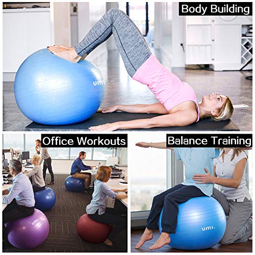 UMI. by Amazon -Pelota de Ejercicio Gym Ball para Fitness, Yoga, Pilates, Embarazo y Sentarse, Talla M (48-55cm)