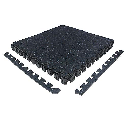 UMI Essentials 60cm * 60cm Puzzle Colchoneta de Ejercicios Azulejos de Gimnasio de Alta Densidad con Enclavamiento Superior con motas Azules (Juego de 6 Piezas)