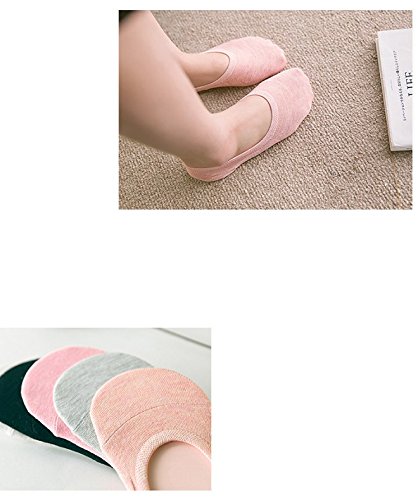 UMIPUBO 10 Pares Calcetines para Mujer Invisibles De Algodón Calcetines Cortos Elástco Con Silicona Antideslizante Anti-olor (A)