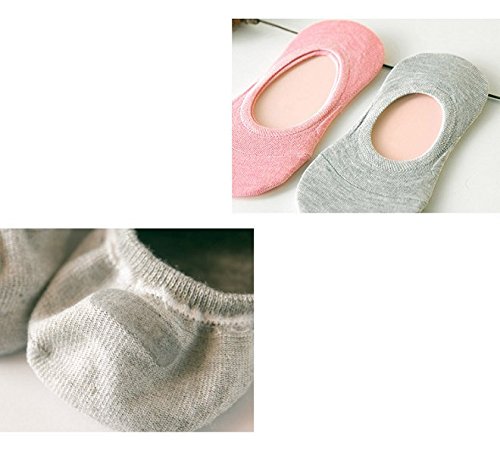 UMIPUBO 10 Pares Calcetines para Mujer Invisibles De Algodón Calcetines Cortos Elástco Con Silicona Antideslizante Anti-olor (A)