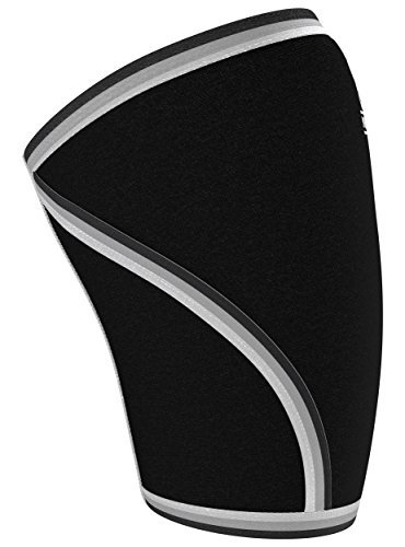 Un par de rodilleras de compresión Nordic Lifting™ para levantamiento de pesas, entrenamiento de potencia y CrossFit de neopreno de 7 mm, rodilleras para las mejores sentadillas para hombres y mujeres, negro, large