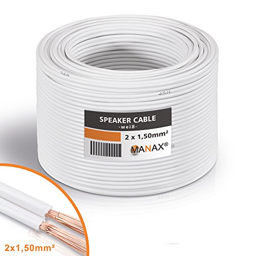 Unbekannt Cable de Altavoz (2 x 1,5 mm², 30 m), Rollo Weiß