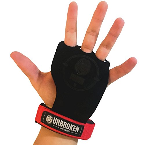 Unbroken Calleras Grips Guantes Gimnasio - Ahora con 3 Agujeros para Tus Dedos! Cuero Ejercicio Gimnasio, Street Workout y Crossfit. Agarres de Mano con Vuelsa Incluido Grips 2.0