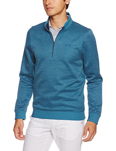 Under Armor - Sudadera de forro polar para hombre, diseño de espiga con cremallera de 1⁄4, Hombre, color Azul Bayou (953)/Azul Academy, tamaño medium