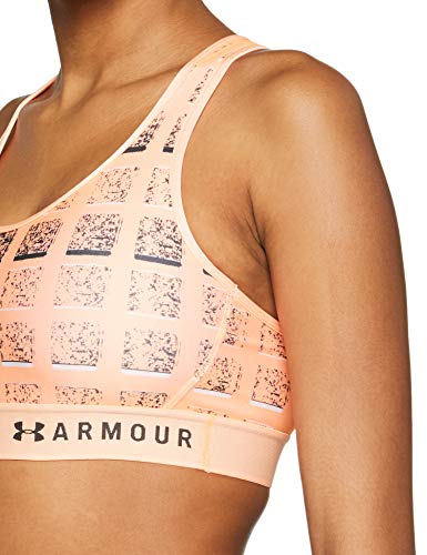 Under Armour Armour Mid Keyhole Print Sujetador Deportivo, Mujer, Naranja (Peach Horizon/Charcoal 906), M
