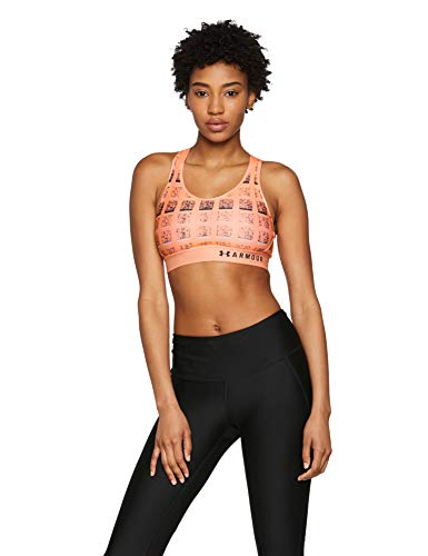 Under Armour Armour Mid Keyhole Print Sujetador Deportivo, Mujer, Naranja (Peach Horizon/Charcoal 906), M