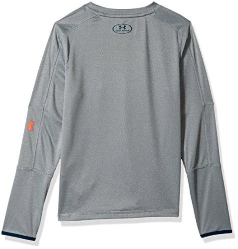 Under Armour Boys Tech Long sleeve Tee, Steel Light Heather (035)/Magma Orange, Youth X-Small