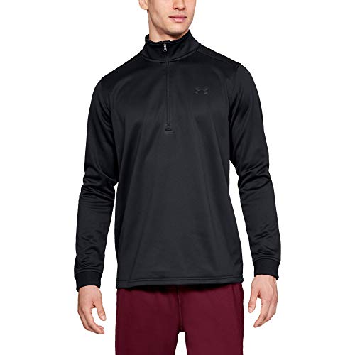 Under Armour Fleece Sudadera para Hombre, Camiseta de Manga Larga con Media Cremallera, Sudadera de Deporte Transpirable y elástica, Black/Black (001), MD