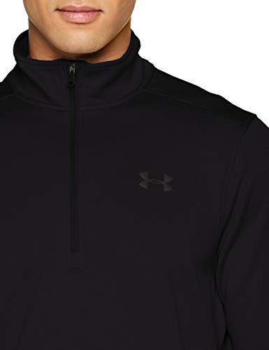 Under Armour Fleece Sudadera para Hombre, Camiseta de Manga Larga con Media Cremallera, Sudadera de Deporte Transpirable y elástica, Black/Black (001), XL